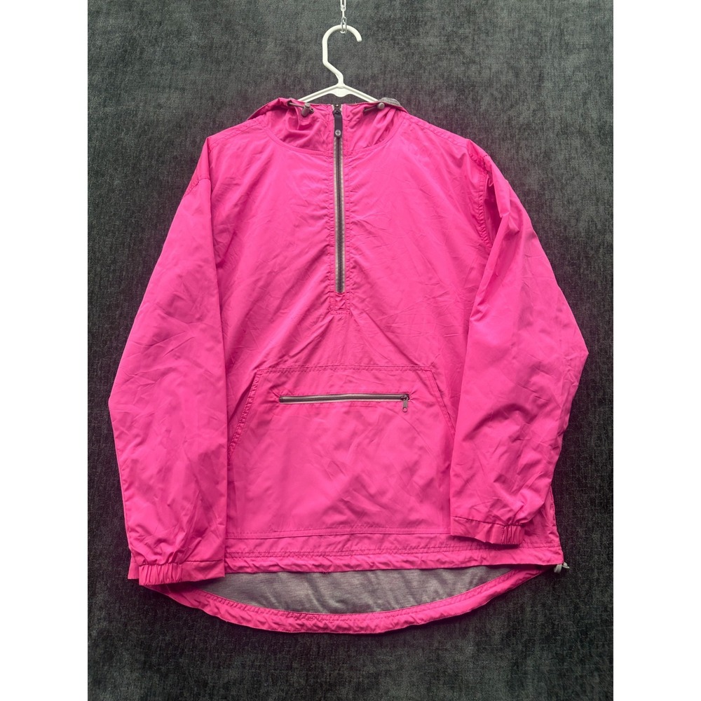 Vintage Lauren James Anorak Jacket Womens Medium Pink Lined Hooded Quarter Zip